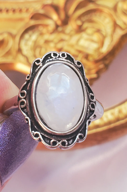 Genuine Moonstone Ring, White Moonstone, Handmade Moonstone Ring, Moonstone Ring, Boho Ring, Moon Stone Ring, Rainbow Moon stone Ring, Reiki