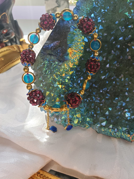 Garnet Bracelet-Rose Quartz Bracelet-Pomegranate Crystal Charm Bracelet-Healing Crystals and Stones Gemstone Beaded Bracelet for Men Women