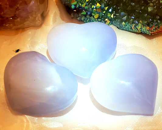 Blue Chalcedony Hearts, 2in Large Hearts, Crystals, Crystal, Hearts, Gift for Her, Gift