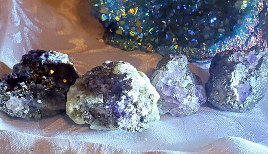 Amethyst Clusters with Pyrite from Bulgaria, Gift