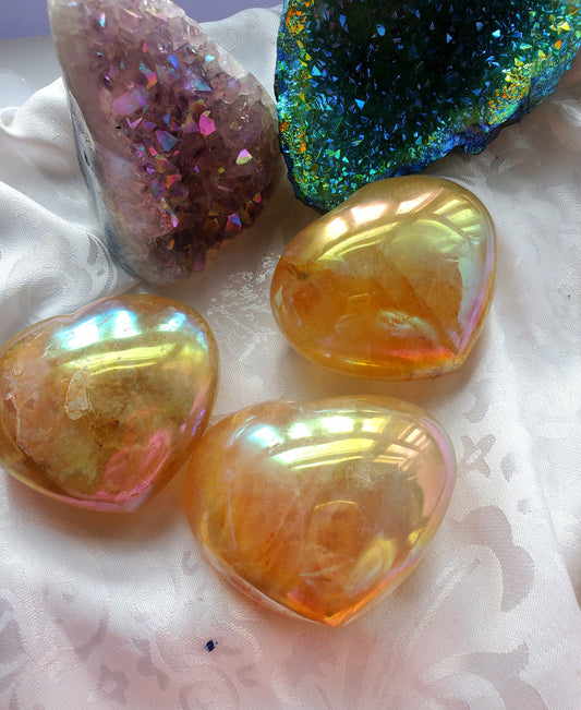 322gms+(over 11 ounces) Rare Angel Aura Golden Healer Heart, Crystal Heart, Crystals, Aura Crystals, Healing Crystal, Home Decor