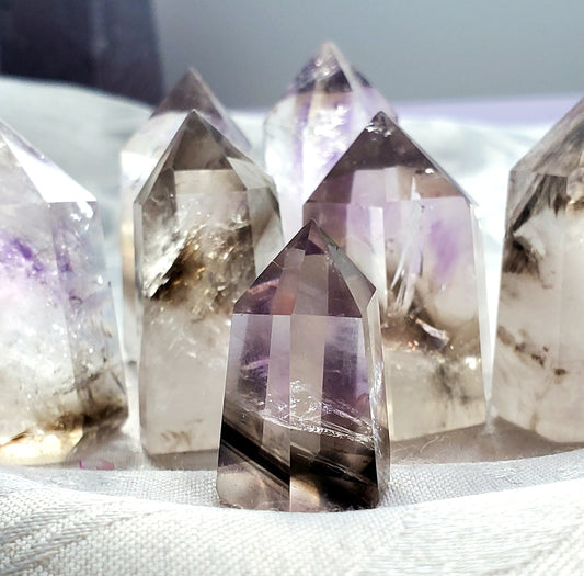 Smoky Quartz with Amethyst Tower, Crystal Tower, Crystal Point