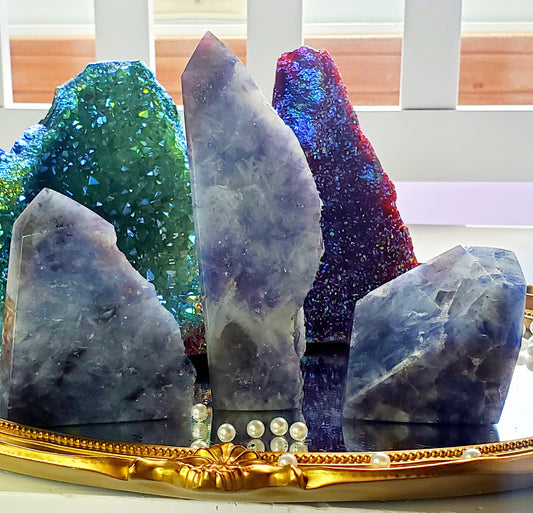 RARE Blue Mica Lepidolite Tower, Crystal Point, Crystals